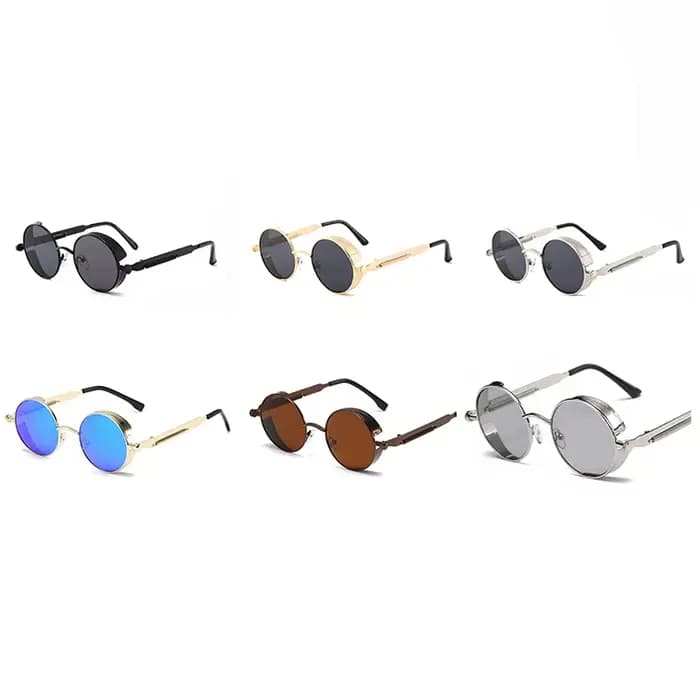 Steampunk mode hommes rétro lunettes de soleil rondes
