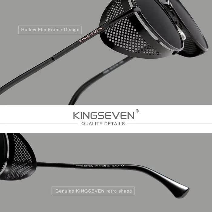 KINGSEVEN – lunettes de soleil rondes polarisées Steampunk pour hommes et femmes