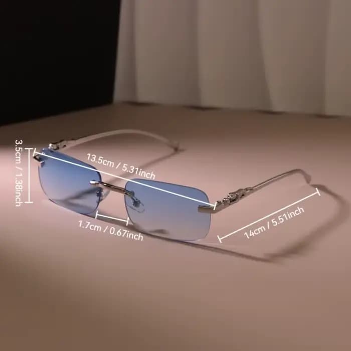 Lunettes de mode rétro sans monture pour hommes et femmes – Lentille miroir PC de style simple