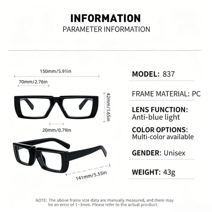 Lunettes carrées surdimensionnées