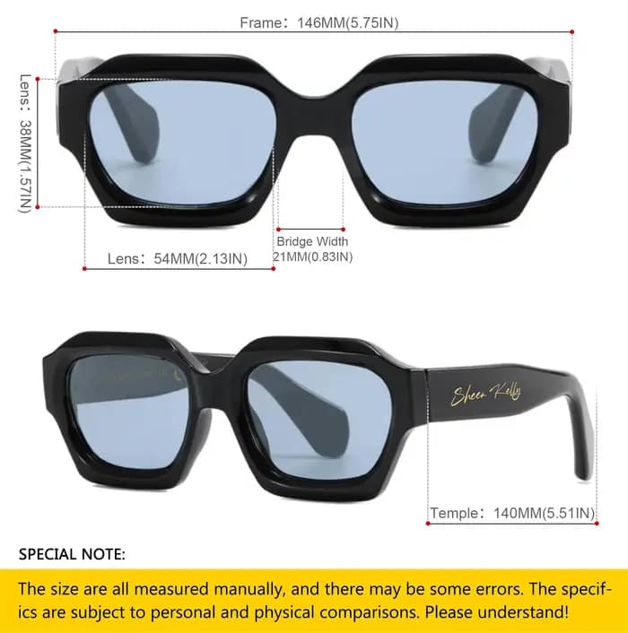 SHEEN KELLY lunettes de soleil rétro Hexagonal épais hommes femmes à la mode surdimensionné carré