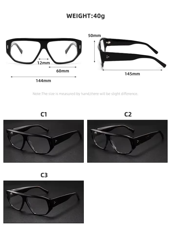 Lunettes de lecture épaisses et surdimensionnées en acétate pour hommes – Montures optiques tendance et élégantes – Verres de soleil personnalisables sur ordonnance