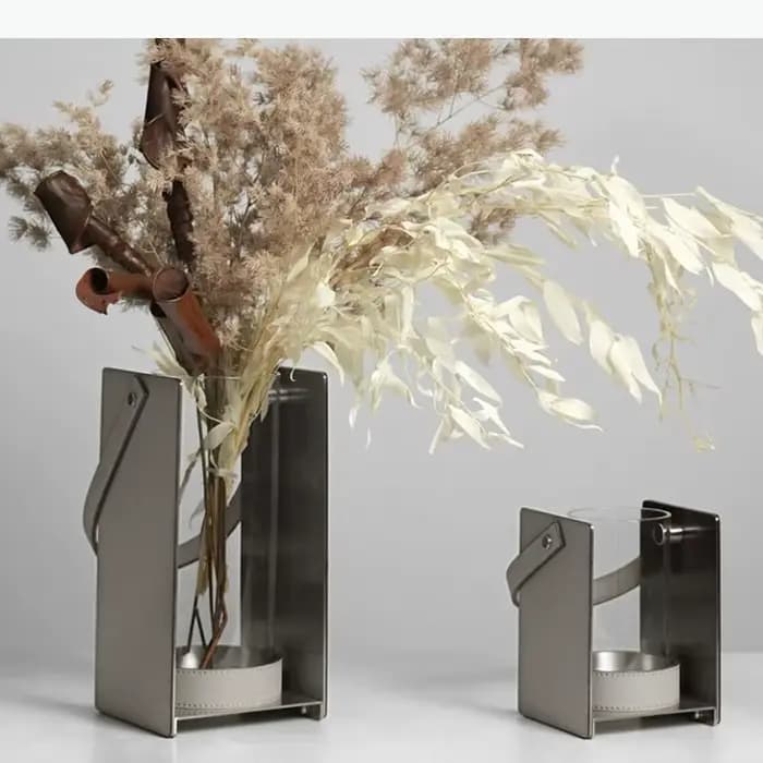 Vase en verre décoratif en cuir, pot de plante, décoration de table, fleurs artificielles, arrangement floral, vases floraux, décoration esthétique de la pièce