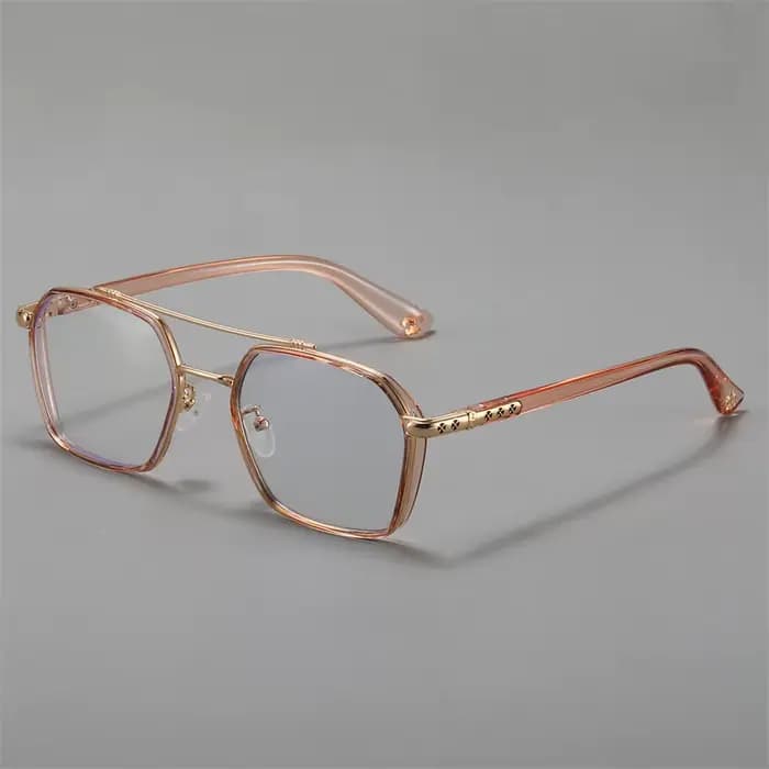 Lunettes de vue rétro à double pont avec verres transparents géométriques
