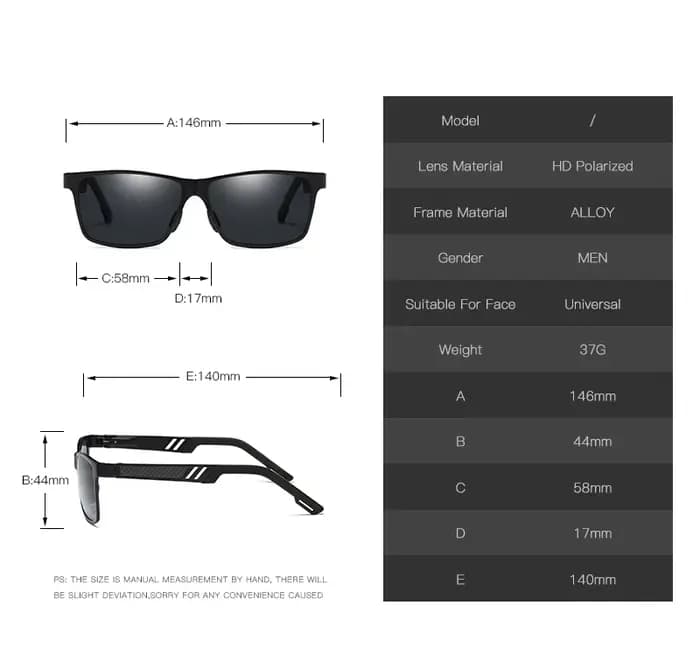 Lunettes de soleil polarisantes en aluminium et magnésium pour hommes
