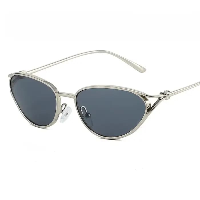 Lunettes de soleil œil-de-chat tendance pour femme avec petite monture métallique
