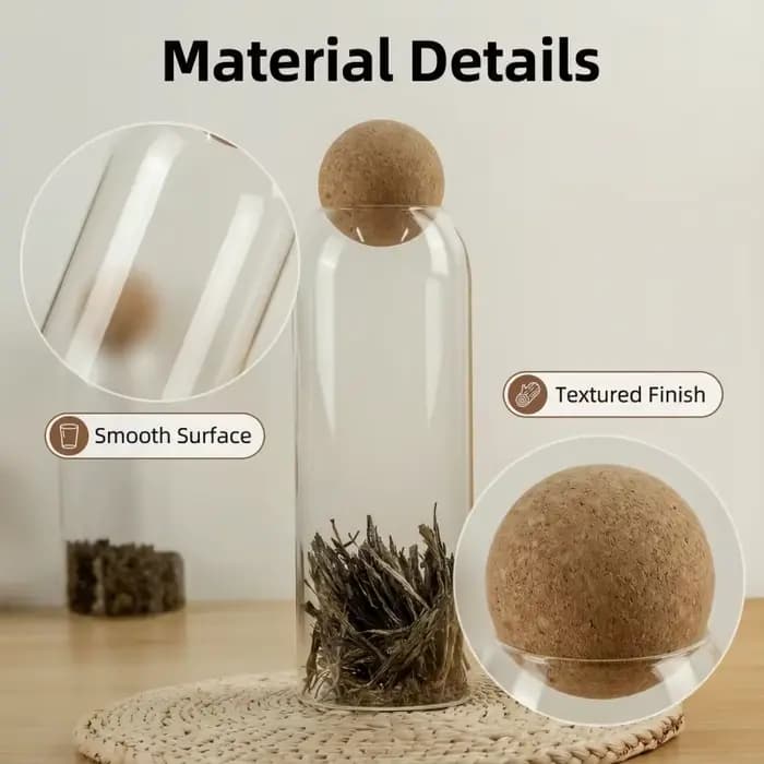 Bocal en verre hermétique à bouchon en liège, disponible en quatre tailles, pour le stockage de grains de café, fruits secs, aliments de cuisine, céréales et thé