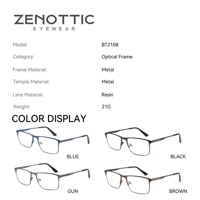 ZENOTTIC Titanium progressive prescription Glasses Square anti - blue light myope