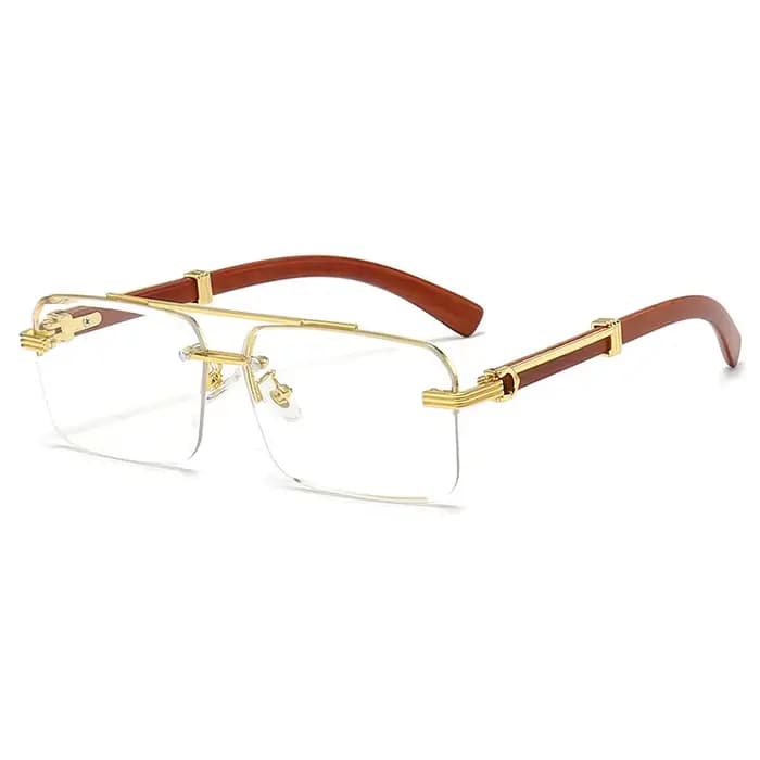Grain de bois carré sans monture lunettes de soleil femmes rétro hommes