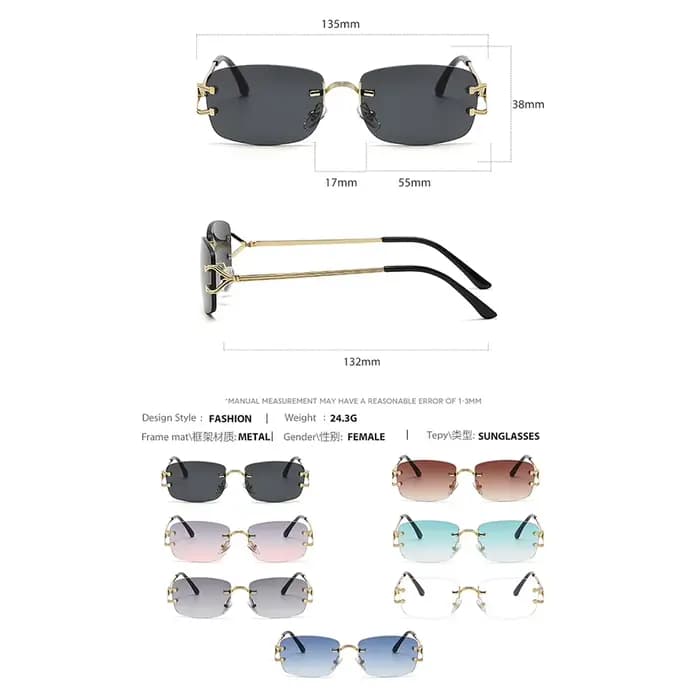 Kachawoo – lunettes de soleil carrées sans monture pour hommes