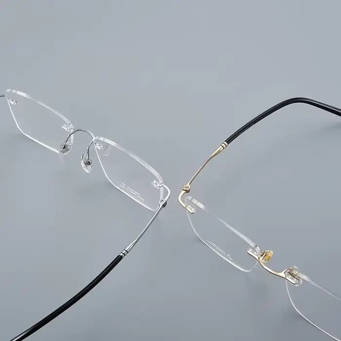 Nouveauté classique pur titane sans monture lunettes cadre hommes optique-lunetterie Simple élégant sans