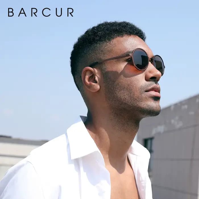 BARCUR Design lunettes de soleil rondes polarisées pour hommes