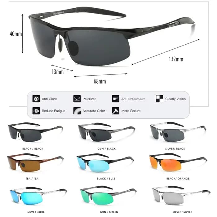 Aluminium magnésium hommes lunettes de soleil polarisées Aviation conduite
