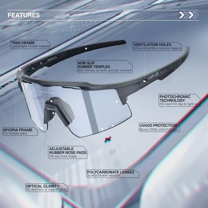 Kapvoe lunettes de sport de vélo photochromiques hommes femmes