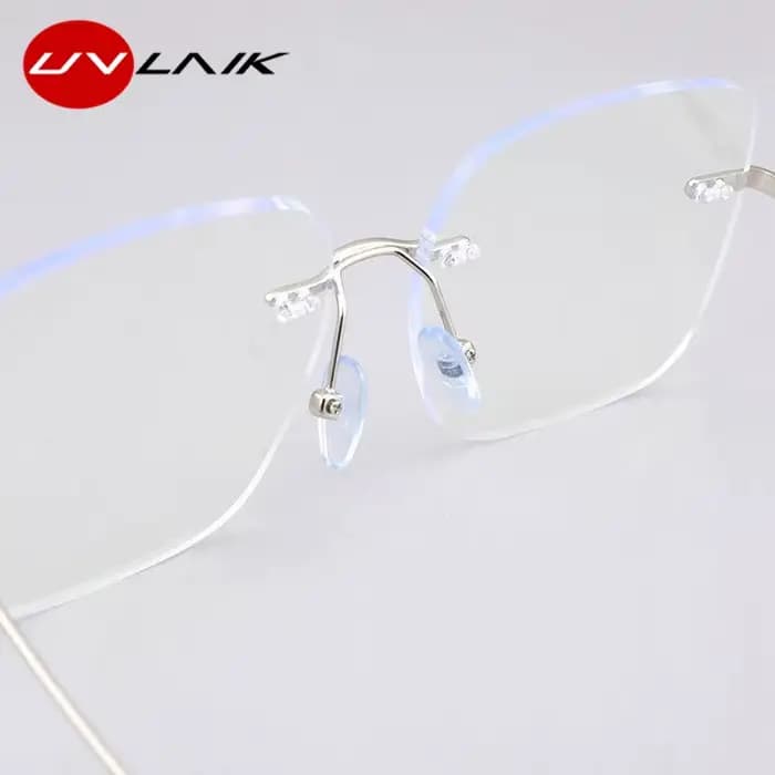 UVLAIK Anti-lumière bleue carré ordinateur myopie lunettes sans monture rétro Prescription