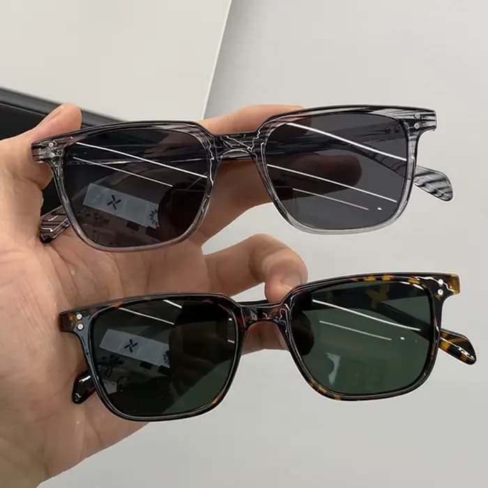 Léopard vert foncé carré lunettes De soleil homme conduite nuances mâle
