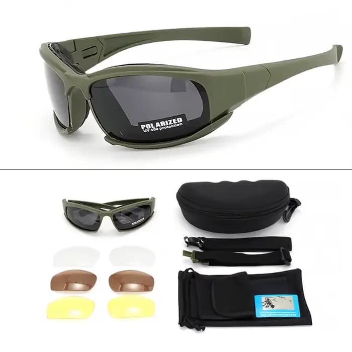 Nouvelles lunettes tactiques à 4 lentilles-lunettes de sécurité polarisées coupe-vent et anti-poussière pour les Sports