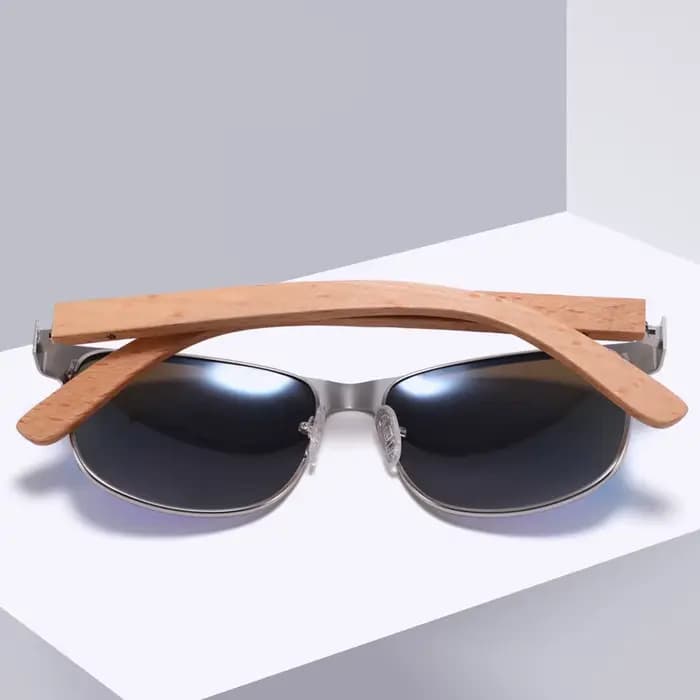 Lunettes de soleil polarisées en métal et bois pour hommes et femmes