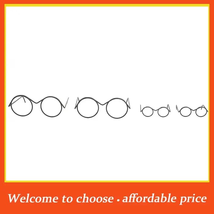 Lunettes de poupée mignonnes noires, monture ronde, sans verres, rétro, cool, accessoires pour poupées, environ 3.3cm/5.7cm, 2 pièces
