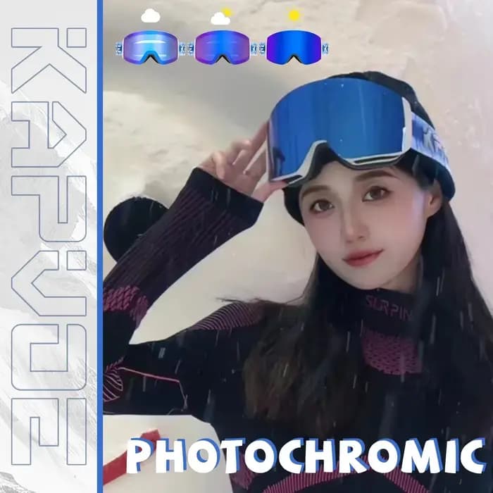 KAPVOE lunettes de Ski photochromiques Double couche lentille Anti-buée UV400