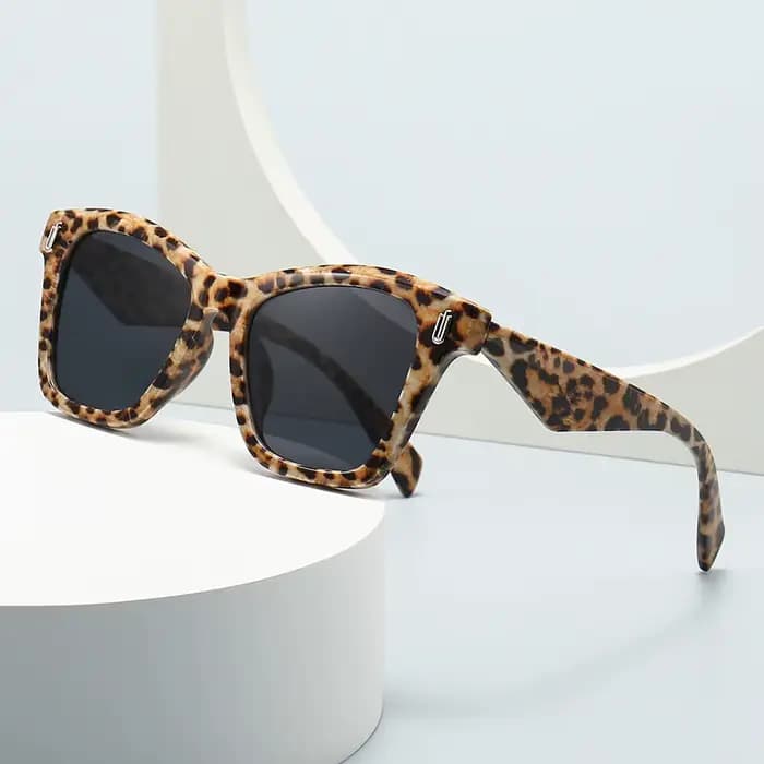 Lunettes de soleil carrées à imprimé zèbre pour femmes