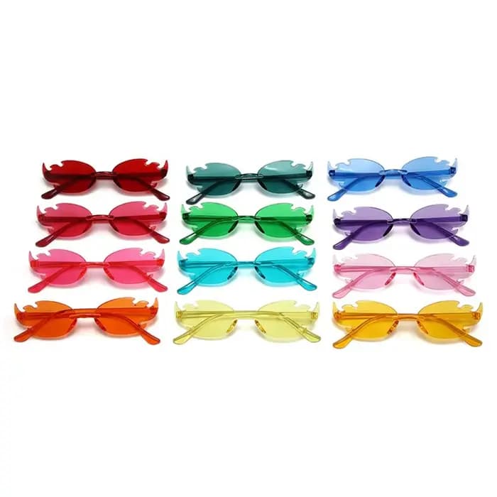 Lunettes de soleil rétro sans monture en forme de flamme