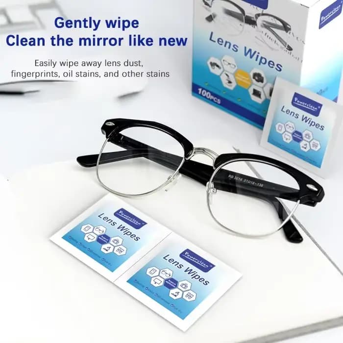 100 lingettes nettoyantes pour lunettes