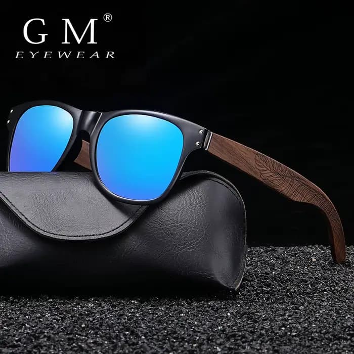 GM – lunettes de soleil en bois naturel pour hommes