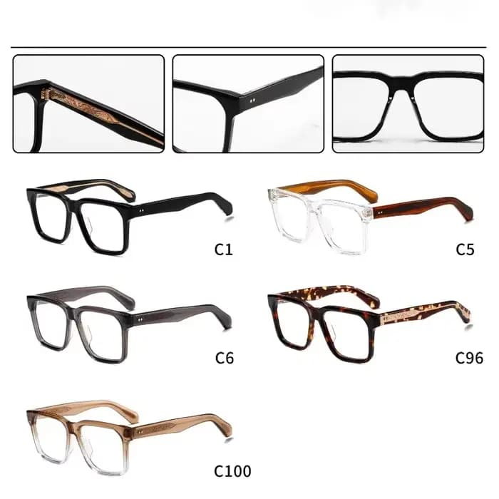 Montures de lunettes optiques carrées en acétate épais grande taille 2025 – Lunettes de luxe rétro pour hommes, pour myopie et hypermétropie, sur ordonnance