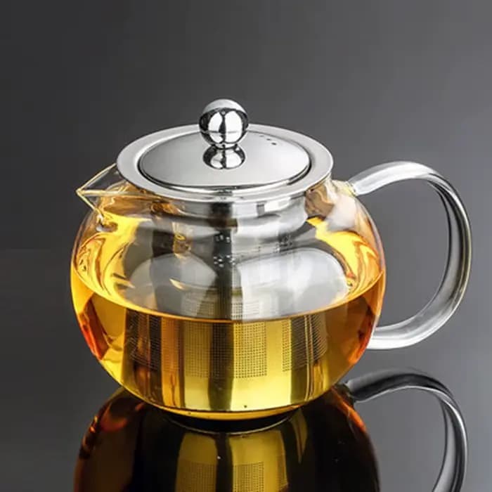 Théière en verre résistant à la chaleur, théière en borosilicate transparent, infuseur en acier inoxydable 304, théière à fleurs, théière de 650ml 950ML