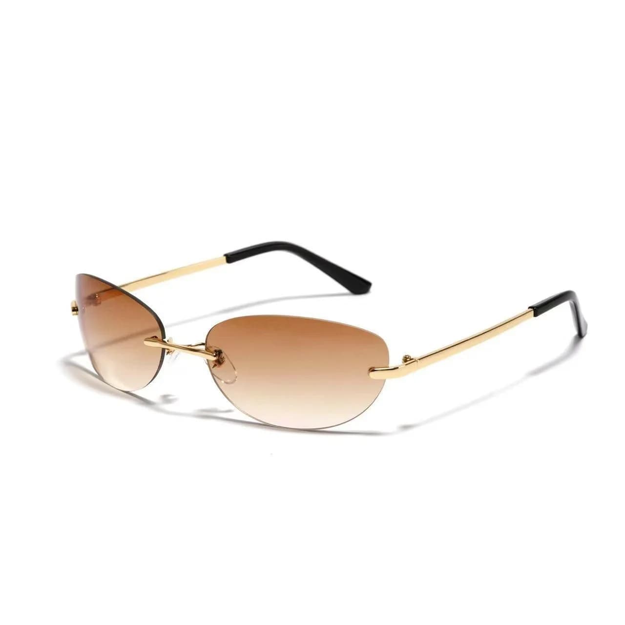 Lunettes de soleil œil de chat tendance sans monture, ovales, pour hommes et femmes, protection UV40