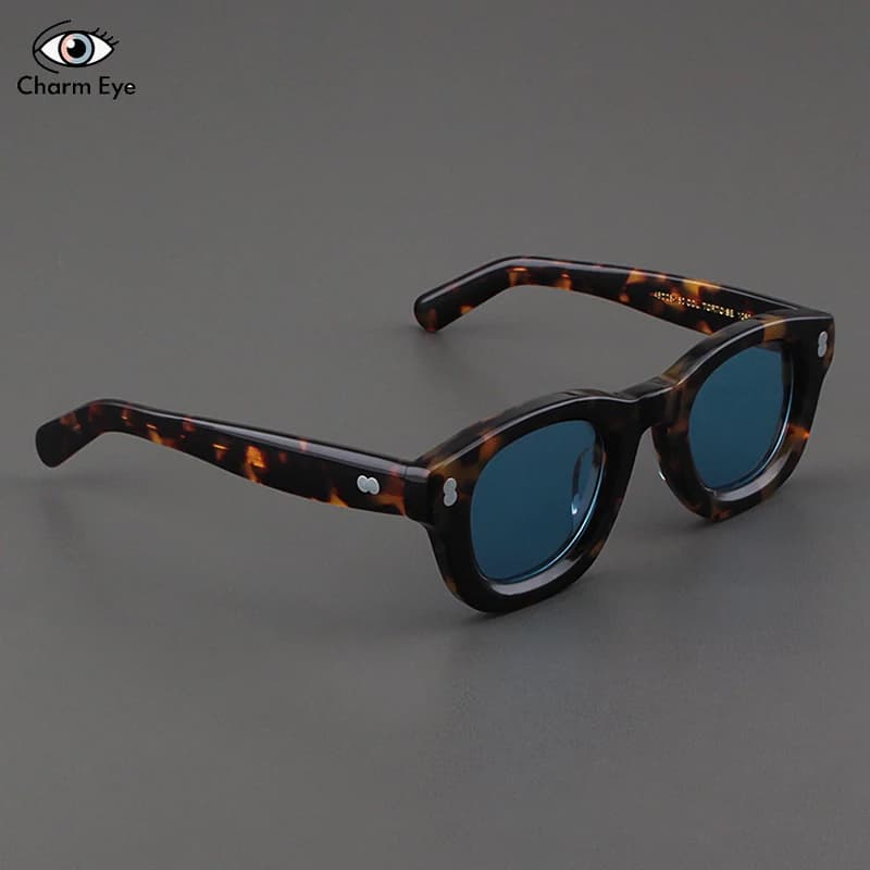 Lunettes de soleil pour hommes, mode, luxe, rétro, haute qualité, acétate épais, circulaires, pour f