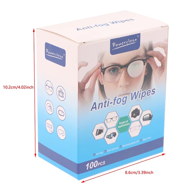 100 pièces/boîte nettoyeur de lunettes lingette humide jetable Anti-buée brumisation dépoussiéreur n