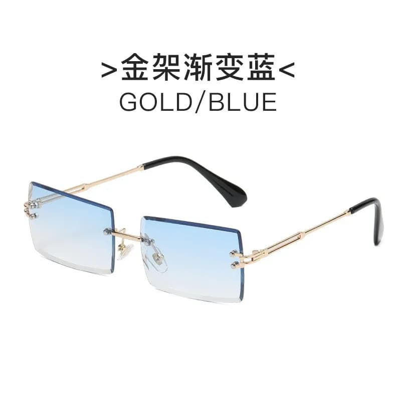 Lunettes de soleil tendance sans monture pour hommes et femmes, style rectangulaire sans cadre, verr