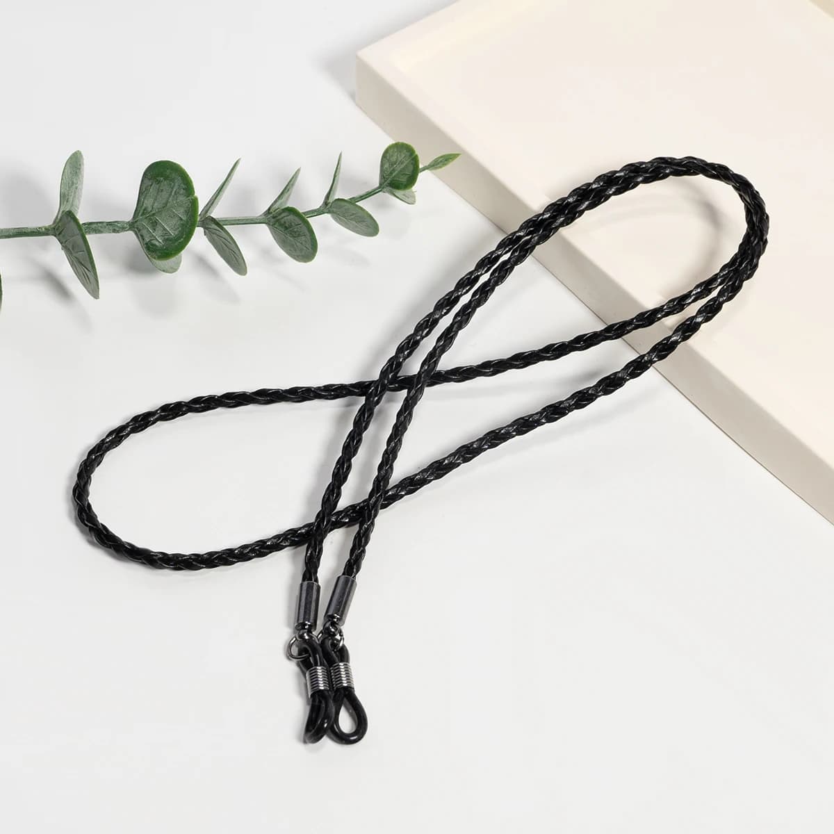 1 chaîne de lunettes en cuir PU tissée à la main pour hommes et femmes - Accessoire de lunettes anti