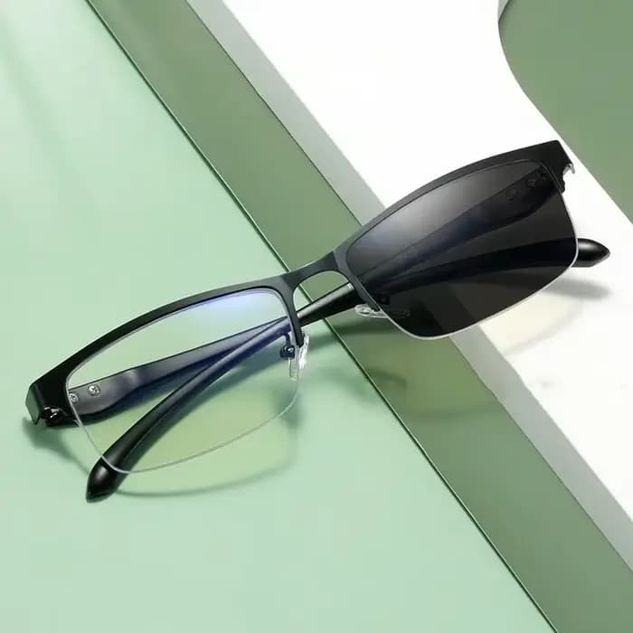 Lunettes de lecture photochromiques à demi-monture en métal pour hommes, Anti-lumière bleue, lunette