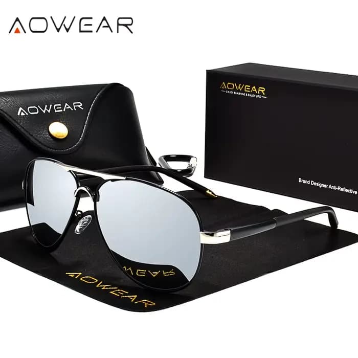 AOWEAR hommes Aviation lunettes de soleil hommes miroir polarisé lunettes de soleil pour homme HD co
