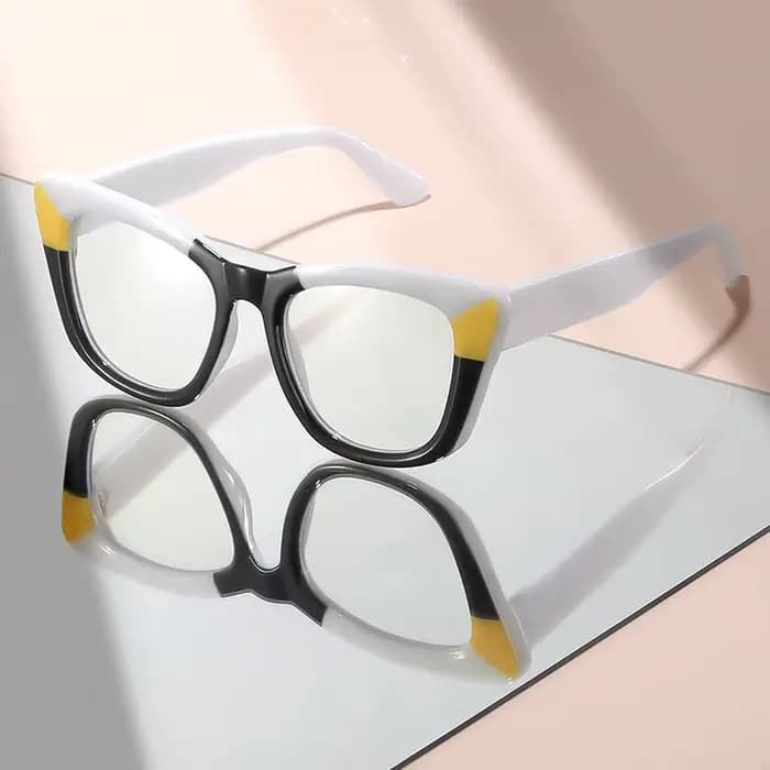 Lunettes unies haut de gamme, à la mode et confortables avec grandes montures contrastées de couleur