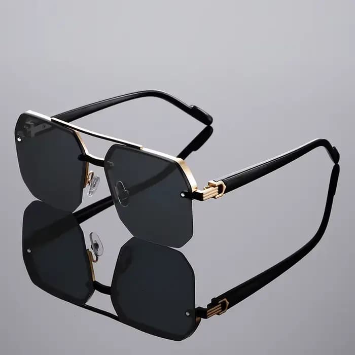 GM LUMIAS lunettes de soleil surdimensionnées semi-sans monture hommes mode Vintage dégradé nuances