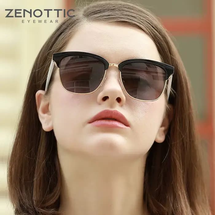ZENOTTIC – lunettes de soleil polarisées pour hommes et femmes, Design de marque, demi-monture, Vint