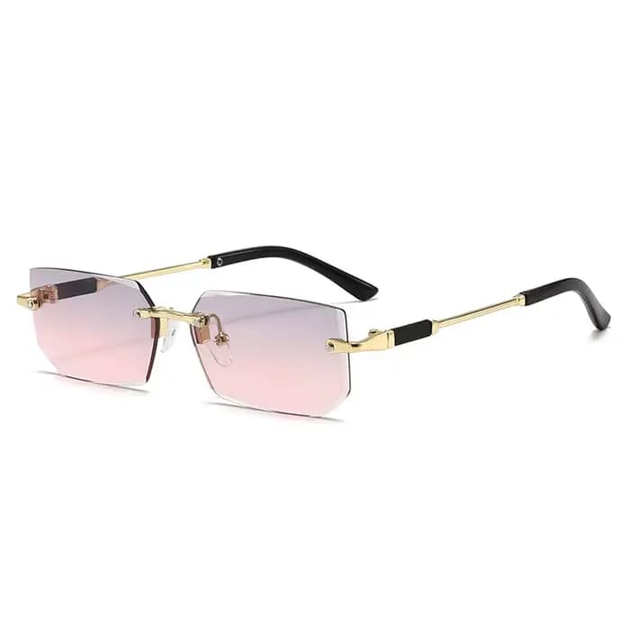 Lunettes de soleil rectangulaires sans monture tendance pour femmes et hommes – Petites lunettes car