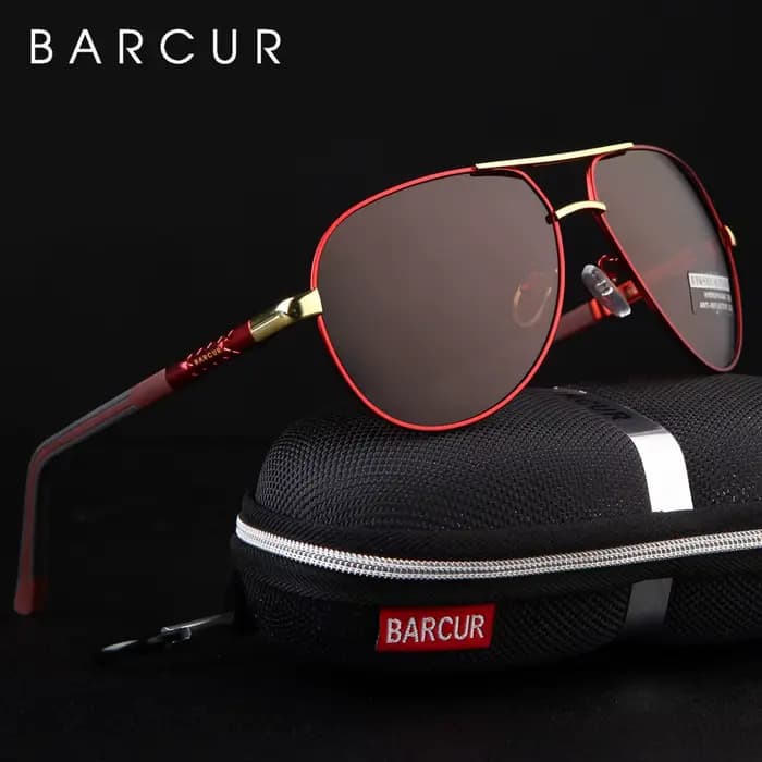 BARCUR hommes lunettes de soleil polarisées homme concepteur lunettes rouges classique lunettes de s