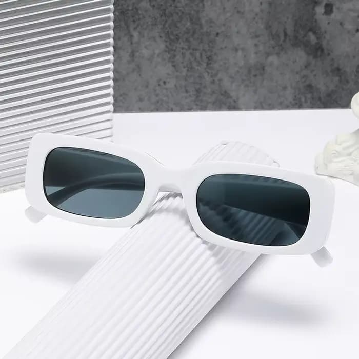 Lunettes de soleil carrées noires pour hommes, petites lunettes de soleil rectangulaires, rétro, len