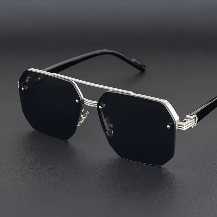 Lunettes de soleil métalliques pour hommes, monture carrée demi-cerclée, décontractées, tendance, st