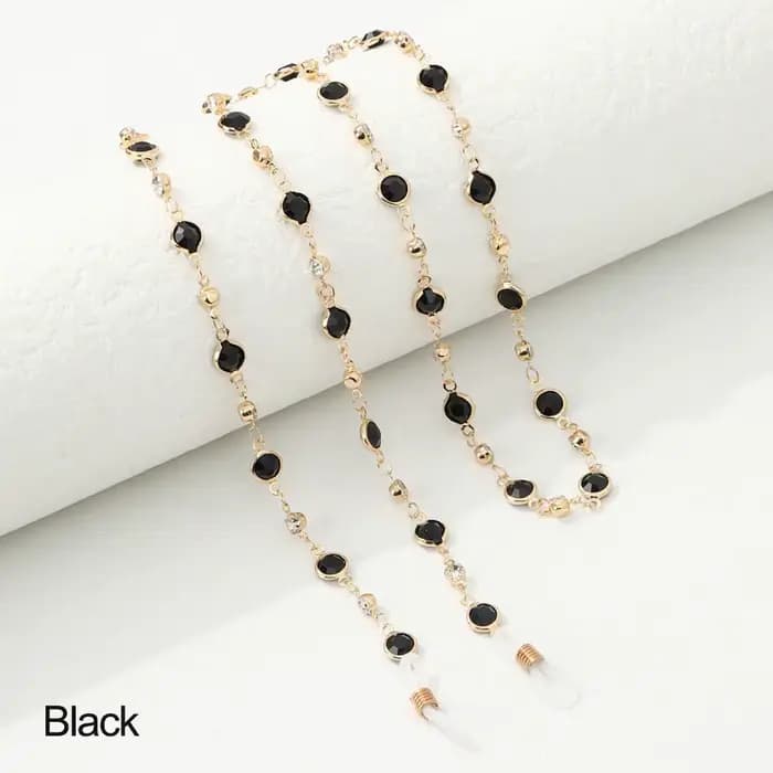 JOAcrylic-Lunettes de soleil en cristal pour femmes et hommes, collier de perles de verre, bracelet