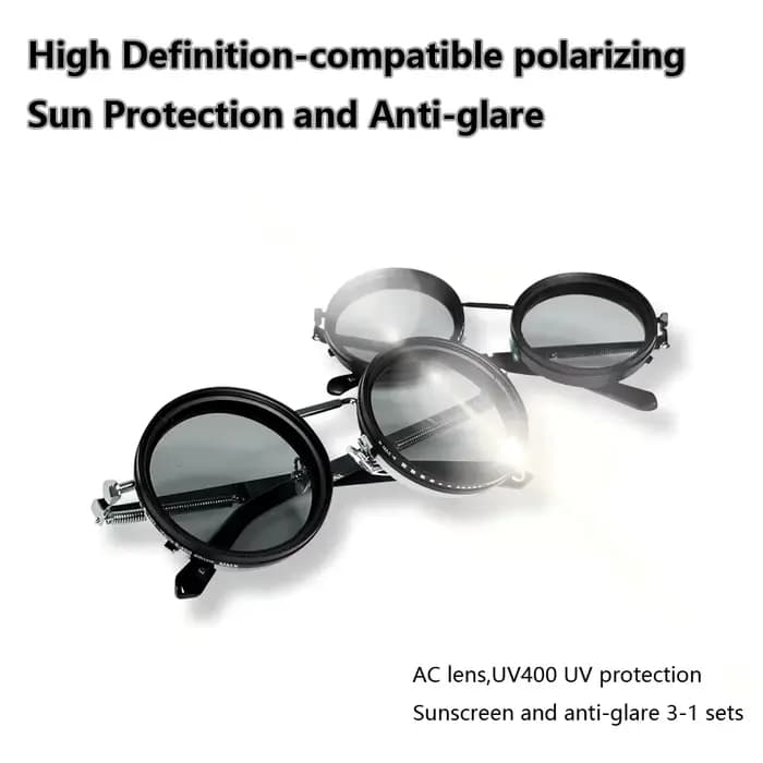Lunettes de soleil rondes polarisées ND9 lunettes de soleil à gradation réglable hommes femmes rétro
