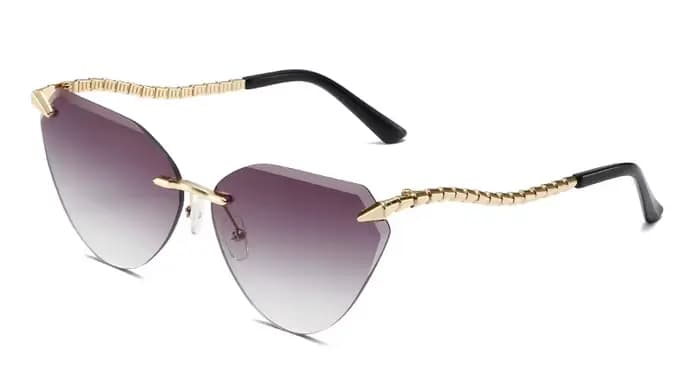 Diamant coupe Triangle or métal sans monture lunettes de soleil femmes hommes de luxe concepteur thé