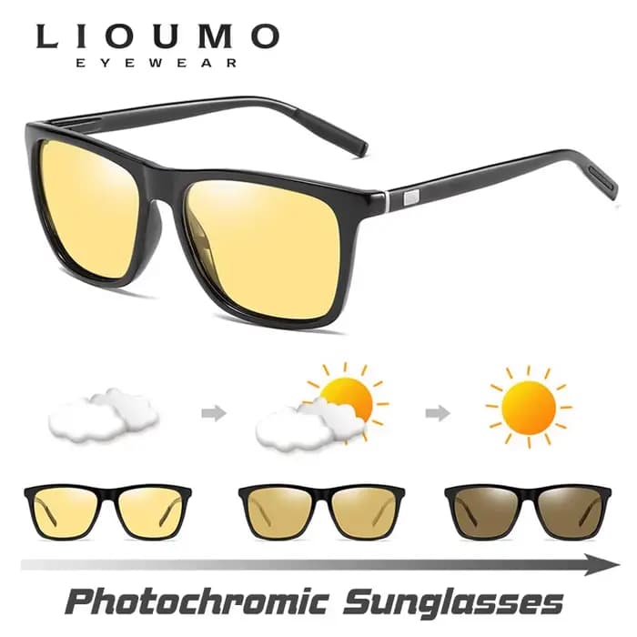 LIOUMO lunettes de soleil photochromiques hommes lunettes de Vision nocturne polarisées pour la cond