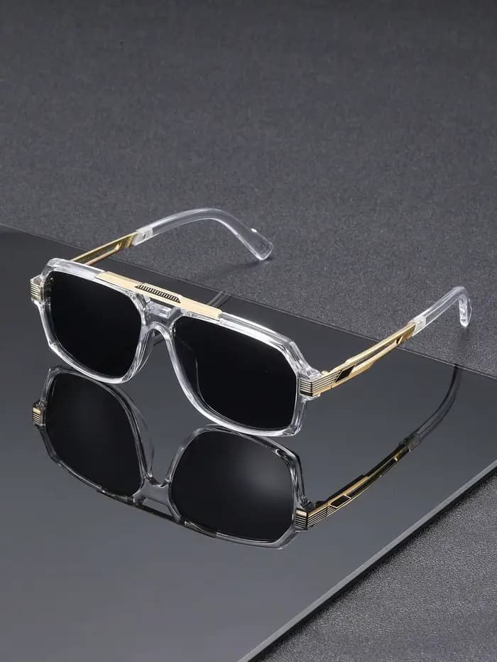 1 paire de lunettes de soleil classiques pour homme, monture transparente grise, style européen et a