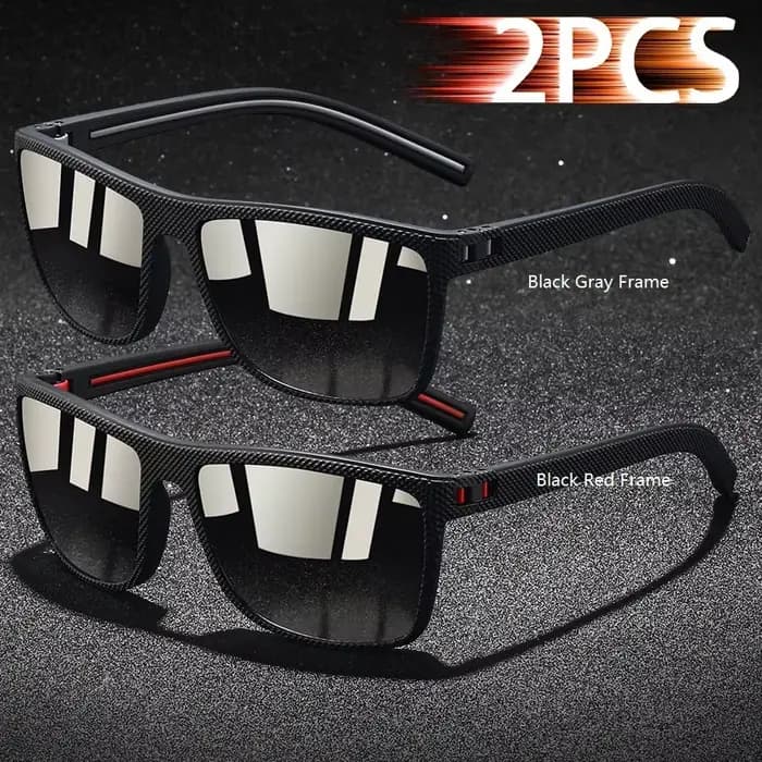 2 paires de lunettes de soleil carrées classiques tendance pour hommes et femmes, légères et colorée